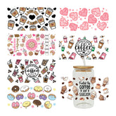 UV DTF Cup Wraps – 7 Sheets for 16oz Glass Cups, Decals & Craft Supplies (Coffee)